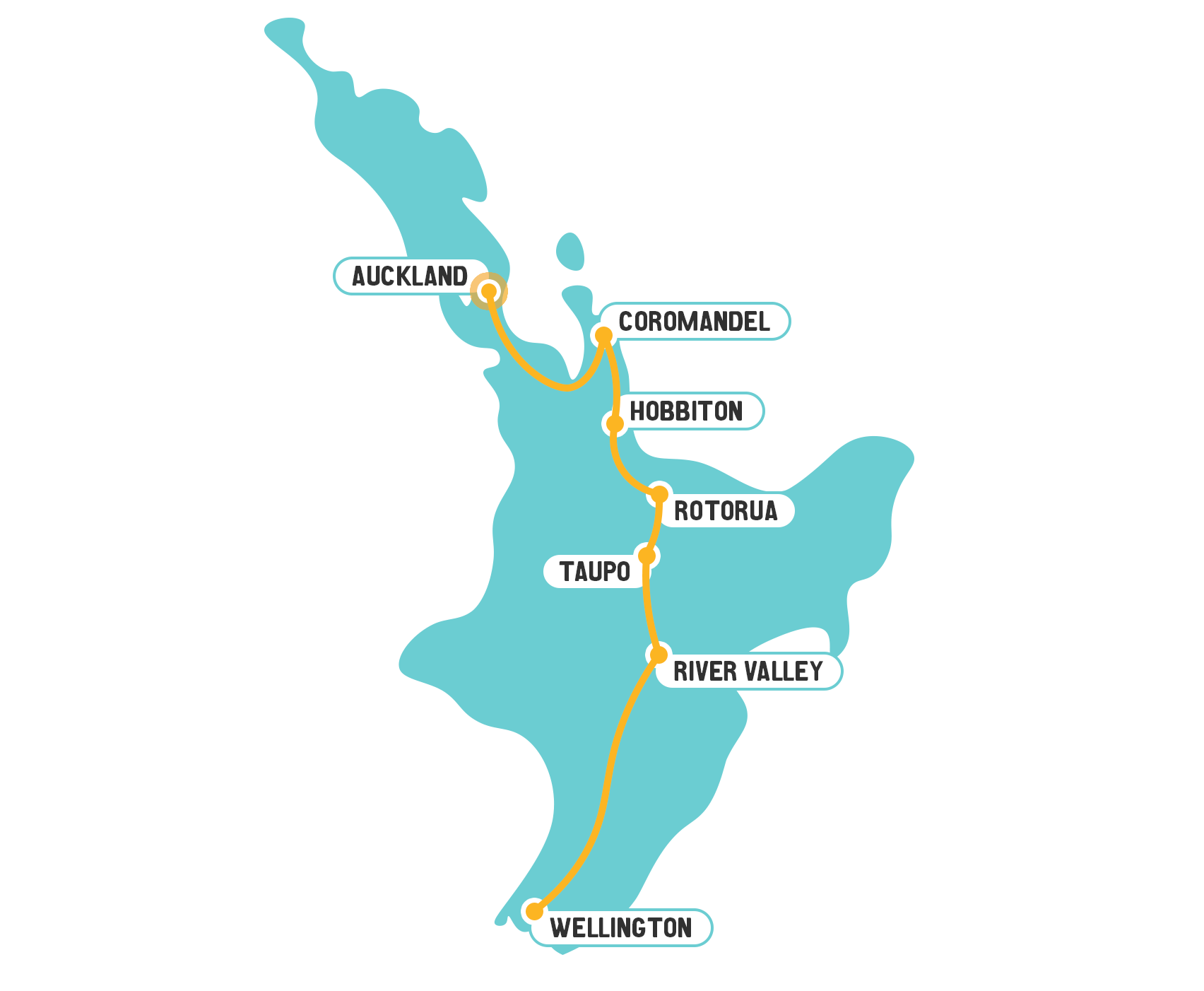 New Zealand Best of NZ North Island - 10 days Map