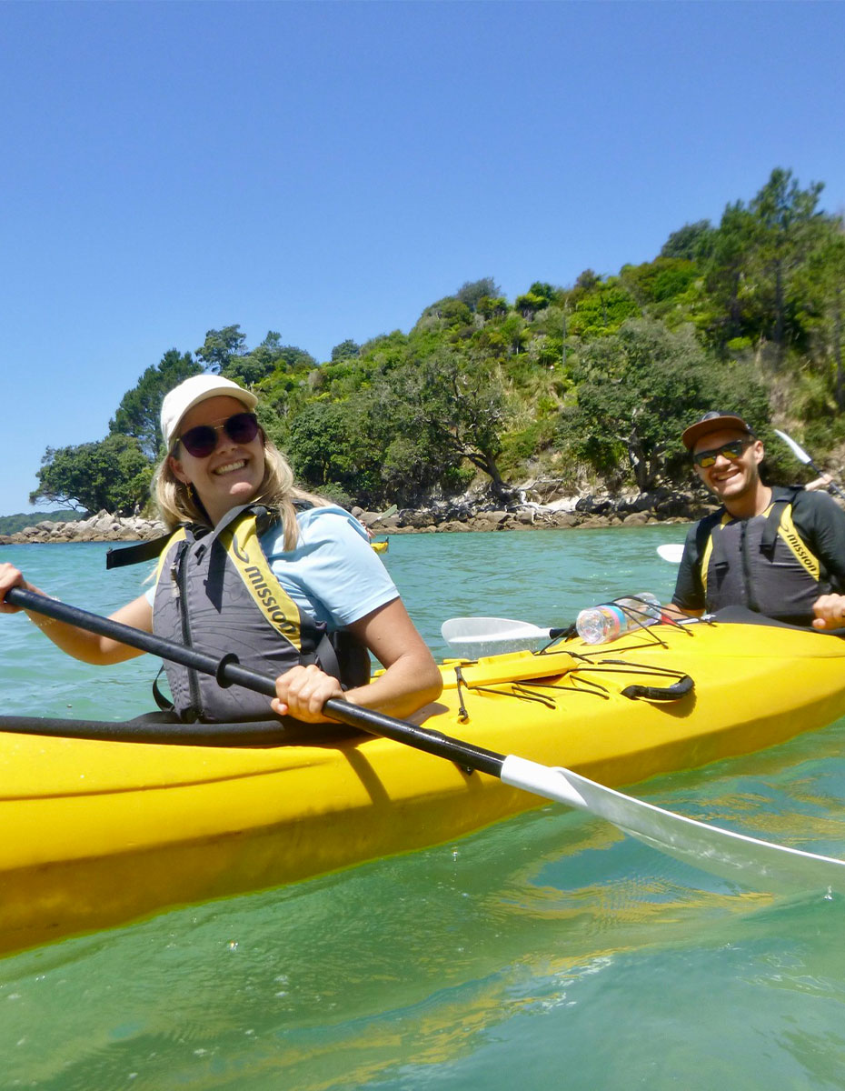 Kayak through Cathedral Cove’s coastline