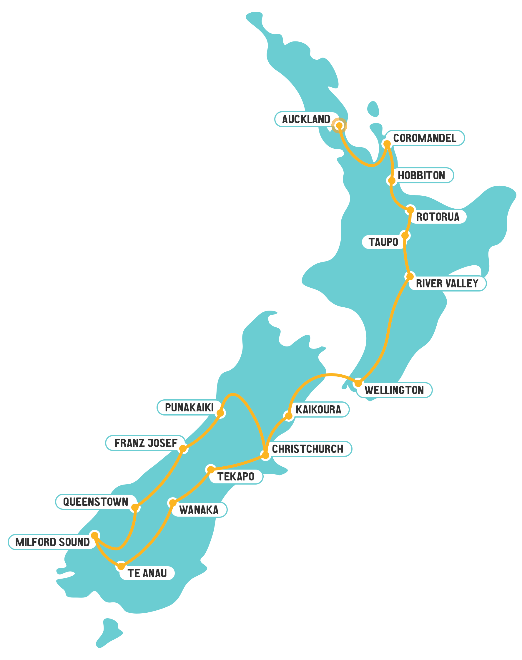New Zealand Best of New Zealand - 21 days Map