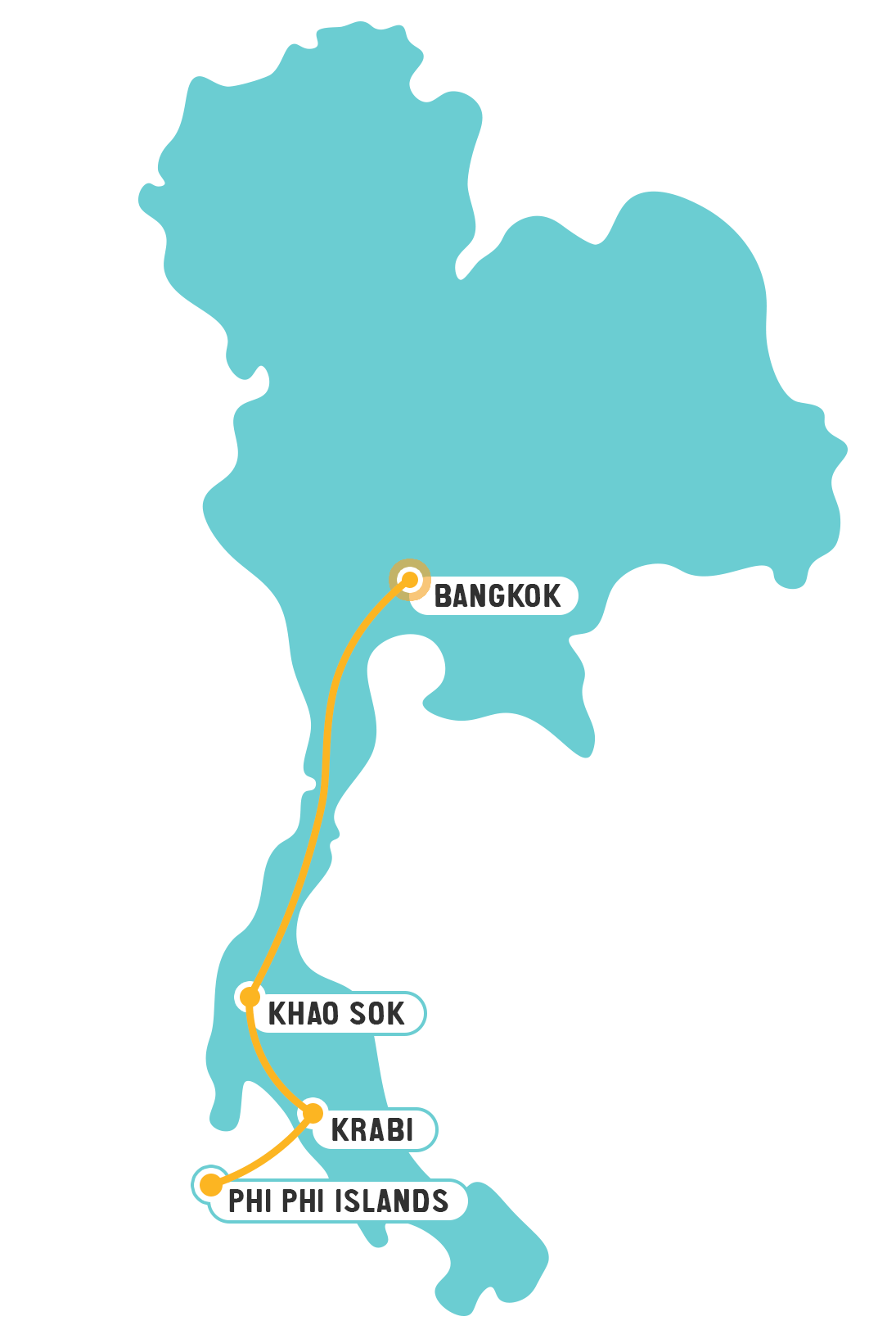 Thailand Bangkok & The South - 9 Days Map