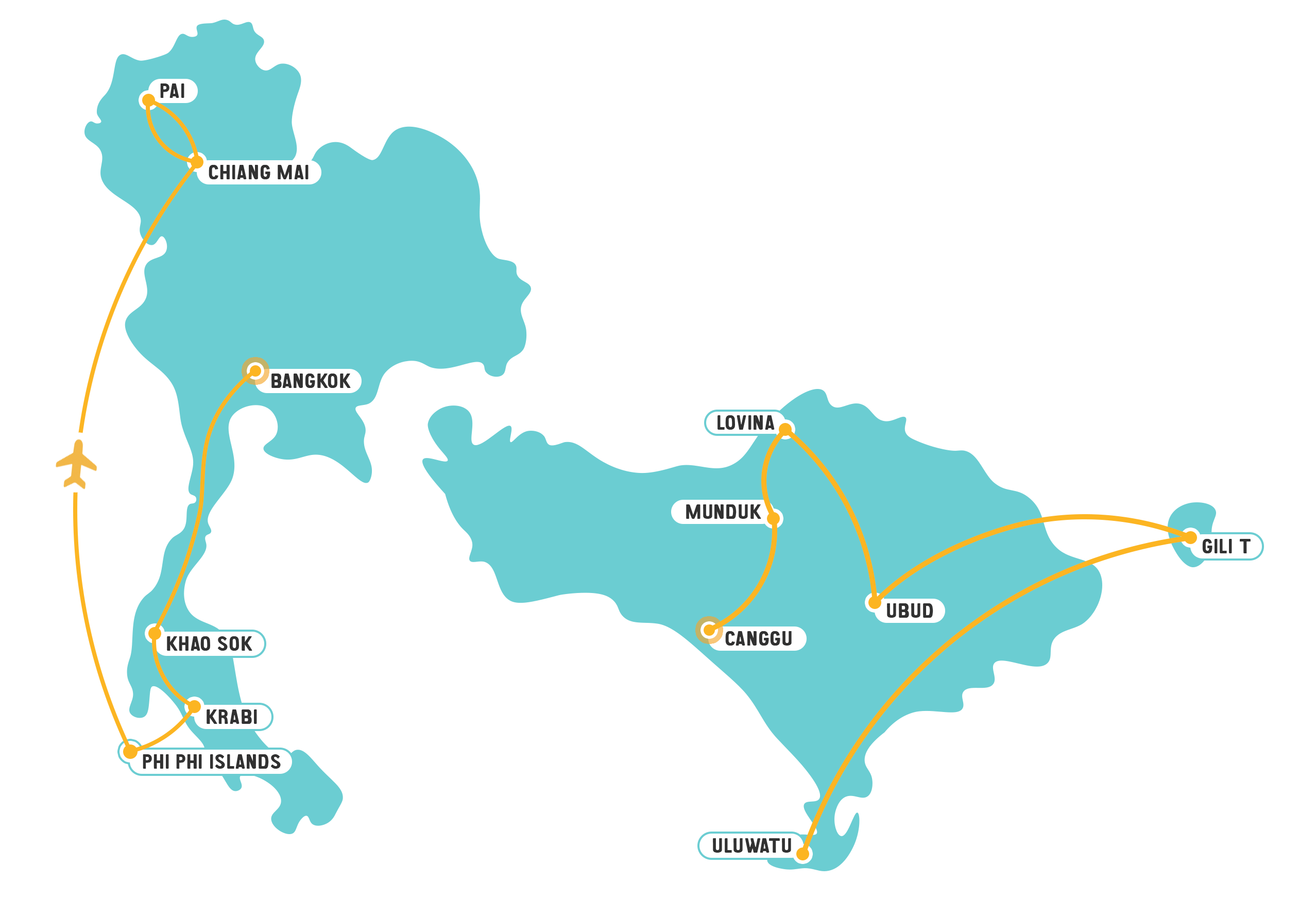 Thailand & Bali Thailand & Bali - 28 days Map