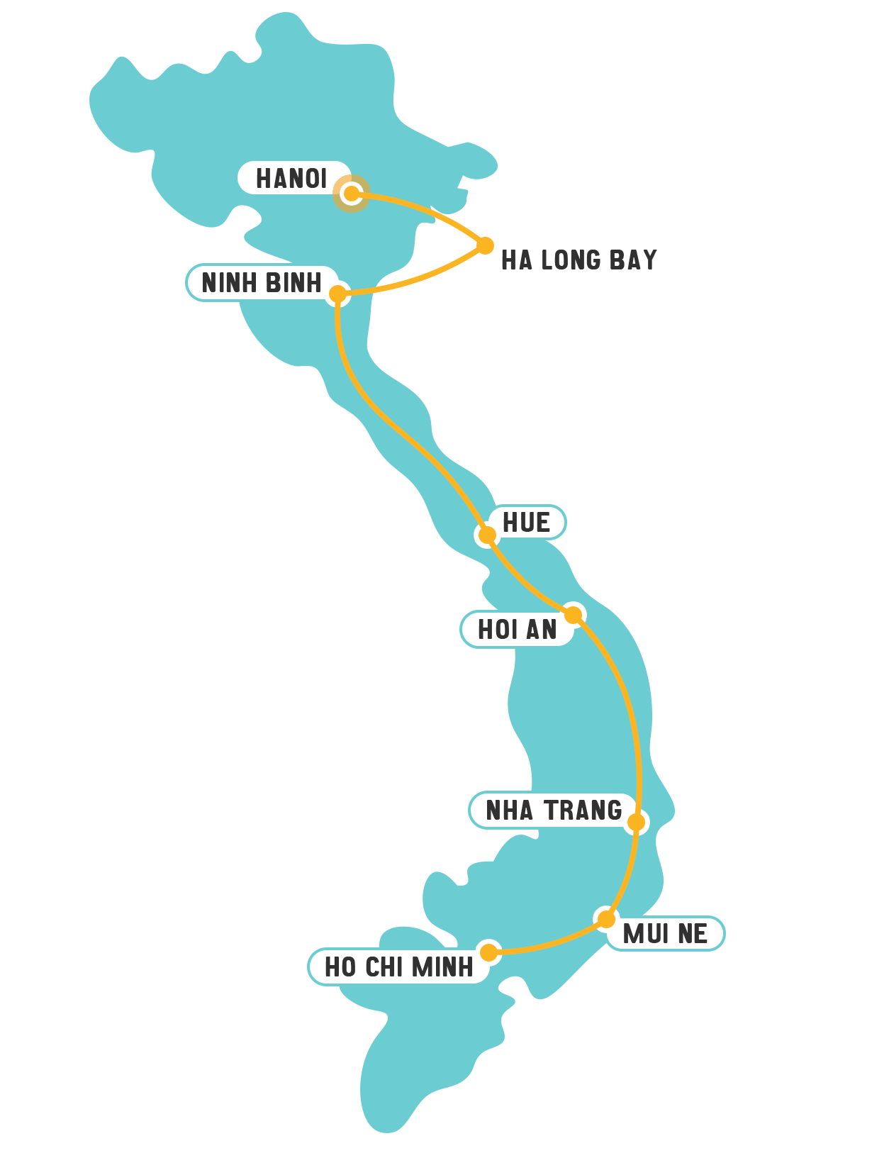 Vietnam Best of Vietnam - 15 days 🇻🇳 Map