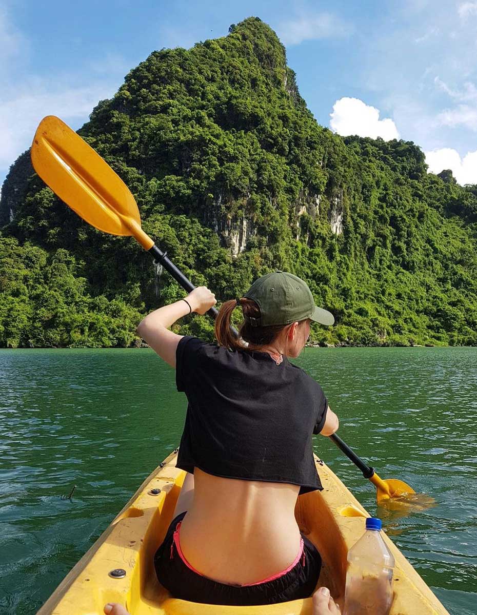 Kayak amongst the limestone islands of Ha Long Bay